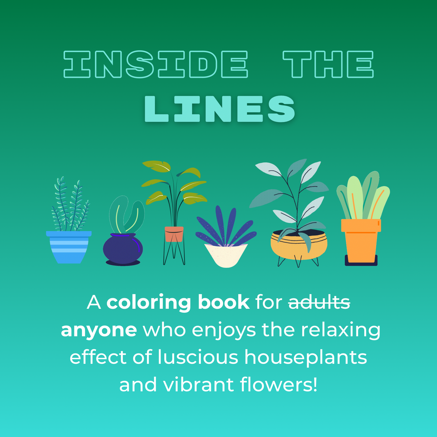 Libro para colorear de plantas "Inside the Lines" de 32 páginas